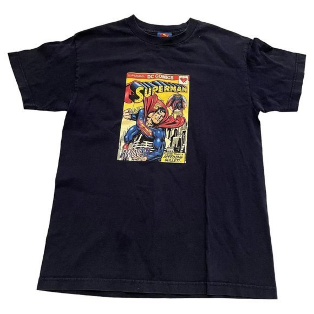 Superman DC Comics Graphic T-Shirt Navy Blue Mens Medium Comic Cover Print 2008